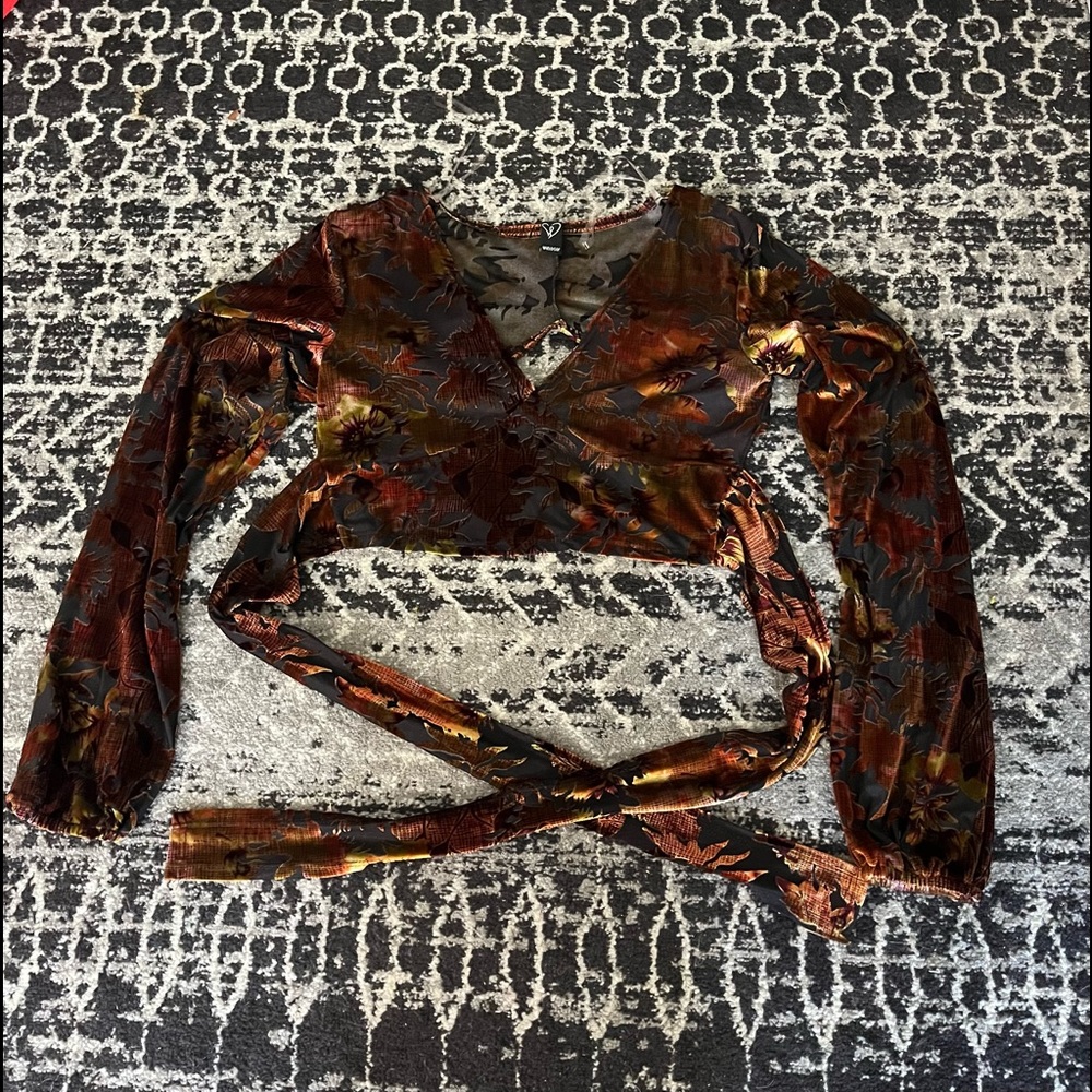 WORN ONCE cropped open back mesh top